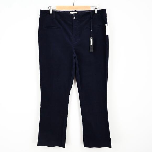 NWT Anthropologie Essentials Corduroy Ankle Pant High Rise Navy Marin Size 14 - Picture 1 of 10